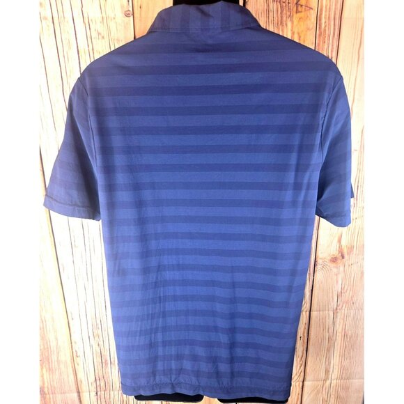 Travis Mathew Mens Navy Striped Polo Shirt Medium Nylon Blend - Picture 2 of 7